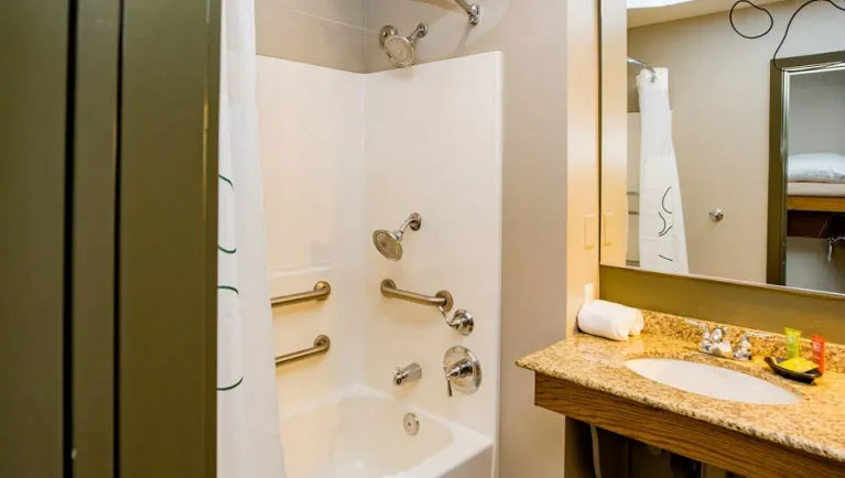The accessible bathroom in the Junior Cabin Suite